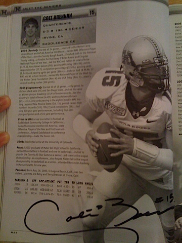 Colt Brennan autograph